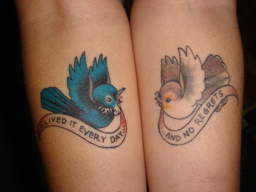Swallow bird tattoos fuckyeahtattoos: Tui and Fantail (native NZ birds) in 