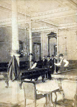 Reaching for the Out of Reach 3: Billiards Room in the Baldwin Hotel, San Francisco, circa 1872. [ more from this project (info) ]