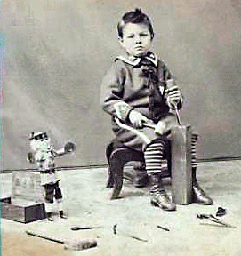 Reaching for the Out of Reach 53: A little boy & his toys, New Hampshire, circa 1876. [ more from this project (nypl permalink) ]