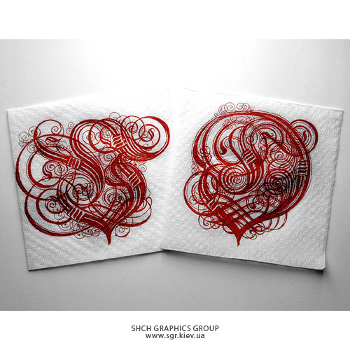 abstract hearts Cool drawings on a napkin by shch andrey