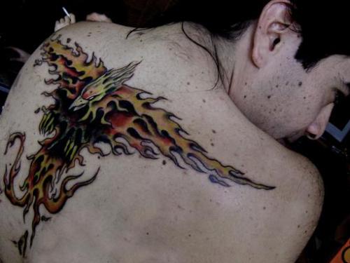 tattoos on black skin. Phoenix Tattoo By Vans Inked on Aiir@ Blackamp;#8217;s skin. Phoenix Tattoo By Vans Inked on Aiir@ Black#39;s skin
