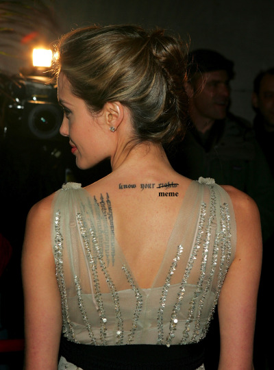 urlesque rocketboom Angelina Jolie's new Know Your Meme tattoo
