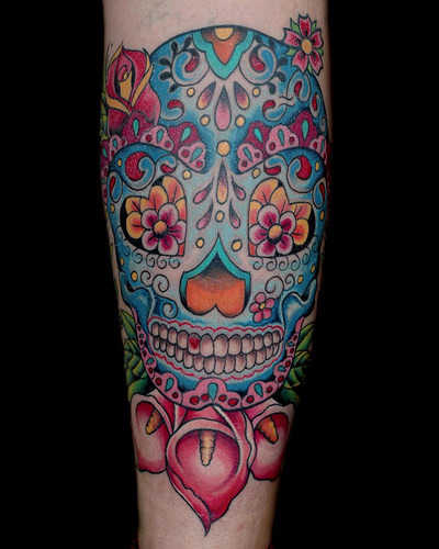 Skull Tattoo With Flowers. Fuck Yeah, Sugar Skulls