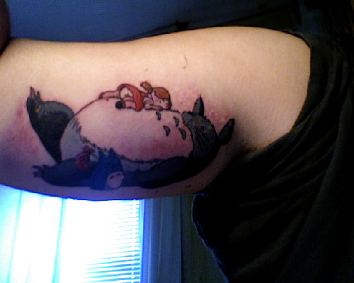 hayao-miyazaki: giulianna Totoro and Mei by Betty Rose at Red Rocket Tattoo 