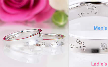 Hello Kitty Platinum Wedding Bands The face is on the inside of the mens one
