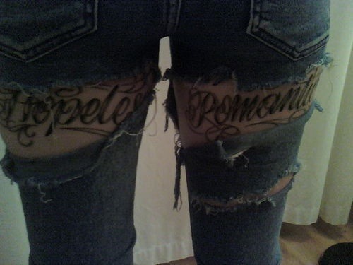 Tagged tattoo legs lettering