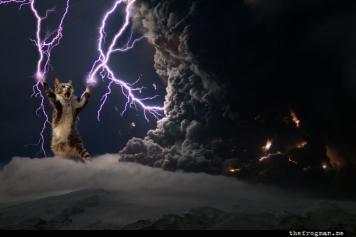 iceland volcano lightning. photo. Lightning cat summons