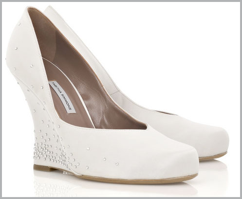 beautiful wedge heels white with rhinestones wedding maybe
