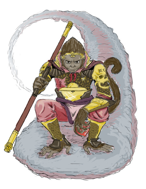 mock-up for a friend's prospective tattoo: Sun Wukong, the Monkey King.