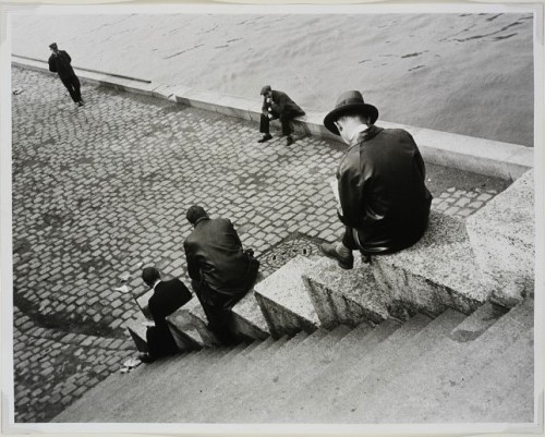 Ilse Bing (1899–1998), Three Men Sitting on Steps by  the Seine, 1931 (from: theshipthatflew via: (VAM)