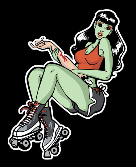 selfdestructo roller derby zombie pin up girl