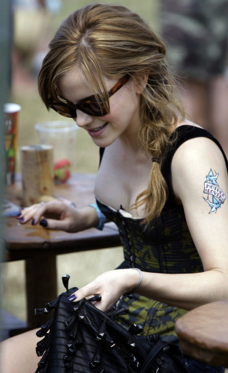 Emma Watson of Harry Potter fame got a prominent arm tattoo at Glastonbury 