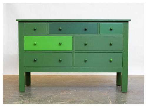 arsvitaest:   Roy McMakin, Untitled (Seven-drawer Chest in Green), enamel paint on eastern maple, 1998“Roy McMakin is a designer, architect, and furniture maker, and his art,   which draws on his knowledge of and experience in these disciplines,   demonstrates a deep engagement with the artistic potential of domestic   objects and environments.” Matthew Marks Gallery