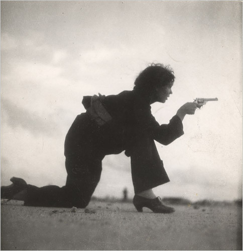 Republican militiawoman training on the beach, outside Barcelona, August 1936 Centennial of Gerda Taro’s Birth, August 1, 1910 « Fans in a Flashbulb In  her brief but dramatic career, Gerda Taro (1910–1937) made some of the  most striking photographs to come from the front lines of the Spanish  Civil War. A pioneering photojournalist, Taro combined the dynamic  camera angles of New Vision photography with an emotional and physical  closeness to her subjects. Her images were reproduced extensively in the  French leftist press, along with those of her photographic collaborator  and romantic partner, Robert Capa. While photographing the Battle of  Brunete in July 1937, Taro was struck by a tank and killed. In honor of  her heroism, Gum Inc. produced trading cards depicting her tragic death  in the line of duty.