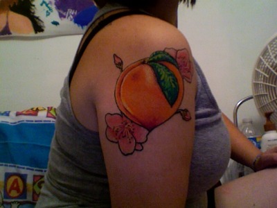 This is my newest tattoo, a Georgia peach! My best friend moved down south 