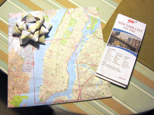 Or use Annie's original idea and use an old map as gift wrap
