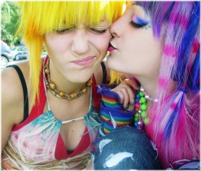 Girls With Yellow Hair. Tags: girls hair dye kiss