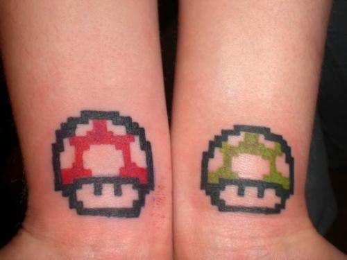 Geeky Super Mario Tattoo fuckyeahtattoos I picked these because I love 