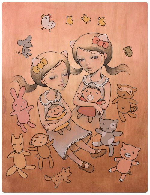 summerwater:

by audrey kawasaki

this is so cute, love seeing something cutesy from audrey. 