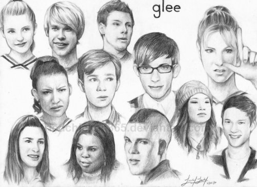 dontlethesunshinein:  gleefanymax:  colferaddict:  Omg Nathan found this on Deviant Art. Mike, Finn, Sam, Artie, and Brittany are like, perfect, and the rest are pretty amazing too. Y U SO TALENTED, ARTIST?  Rachel looks like a man ;__;  …whoa 