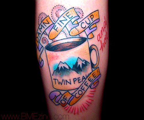 Twin peaks tattoo - © Ashley Love, Golden Spiral Tattoo, Greensboro NC.