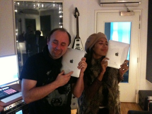 Boxsta Recording Sessions - Jade (Sugababes) and I and our new iPads, aah love at first sight ! :)