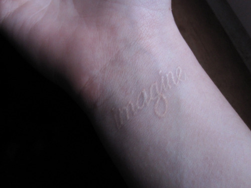 My second tattoo imagine in white ink on my right wrist