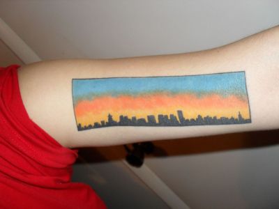 skyline tattoos. new york skyline tattoo.