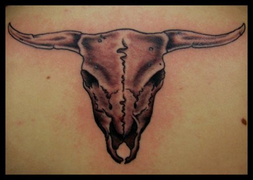 Tagged bull skull texas longhorn tattoo ink art Lostanchortattoos cow