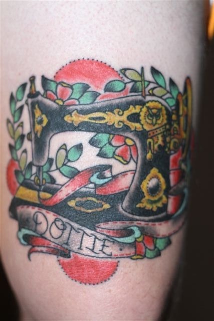 Antique Singer Sewing Machine tattoo Done by Josh Brown Emperor Tattoo 