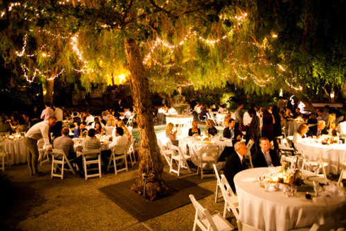 Love the idea of having the reception outdoors under the stars with fairy