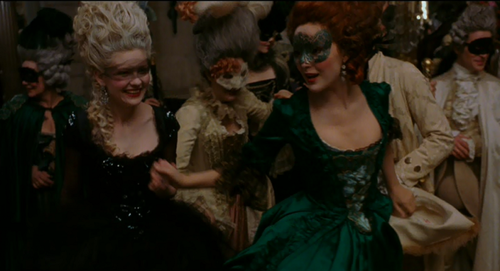 Kirsten Dunst in the title role and Rose Byrne as Duchesse de Polignac in Marie Antoinette (2006).