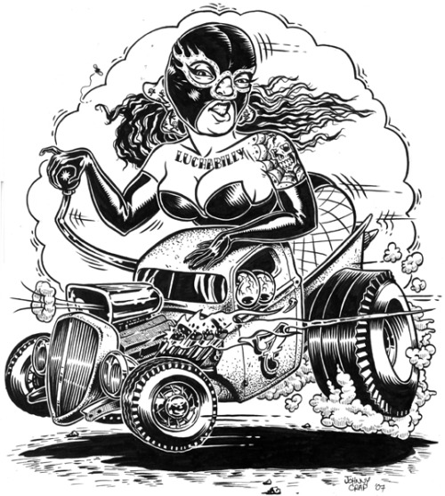 Another older ink drawing Luchabilly Rat Rod