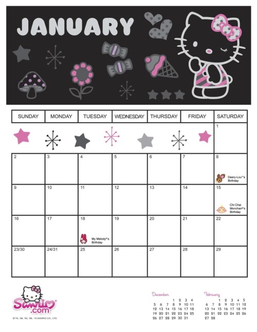 14th January 2011. hello-kitty: January 2011 Calendar