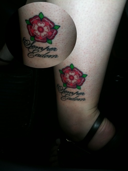 Tudor Rose Tattoo Meaning A tudor rose with a latin