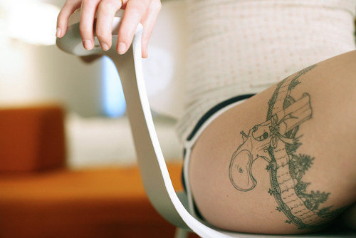 Gun Tattoo On Thigh. #leg #tattoo #thigh #gun