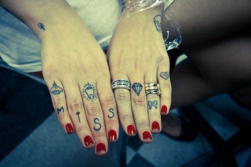 diamond tattoos on fingers. I want more finger tattoos! :c
