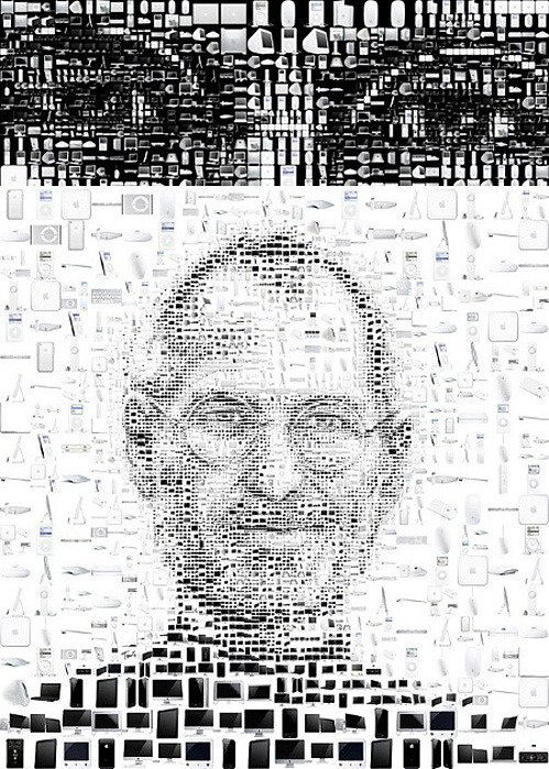 Cuadro de Steve Jobs formado con solo productos de Apple