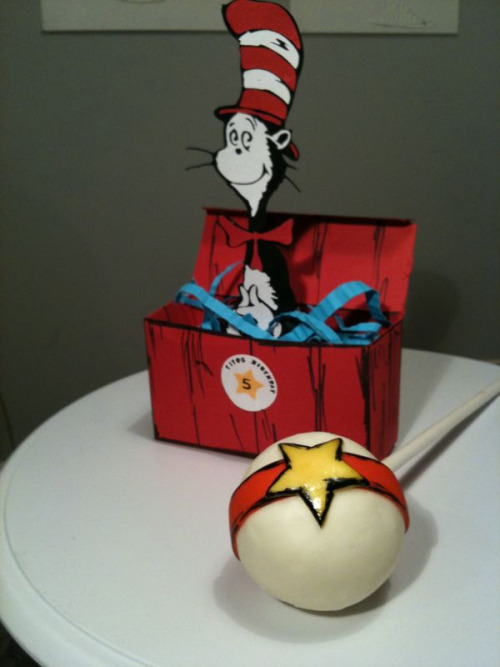 Cat In The Hat Cake Decorations. Cake pop matching Cat in the