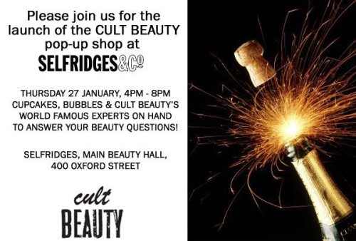 Cult Beauty will be having a pop up shop on Thursday 27th Jan from 4-8pm at Selfridges. I will be picking up some Tara Smith haircare!
Cult Beauty is an online beauty boutique and blog that casts its net globally to cherry-pick the best beauty and grooming products. Backed by advice from an esteemed panel of beauty experts, www.cultbeauty.co.uk is the savviest, most authoritative beauty guide online.
Cult Beauty was founded by a team of British and American beauty junkies with a thirst for transparency and products that deliver. Tired of having bathroom cabinets cluttered with half-empty or untouched bottles, it was high time for a change in the way we approached beauty. We pooled our resources with our expert panel to create a site that embodies our wish list of products, features and uncluttered design, complete with celebrity and insider beauty secrets.
