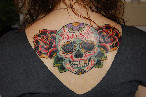 skull and roses tattoo. death skull middot; roses