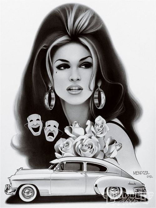 Includes this'lowrider art' design of a Chola
