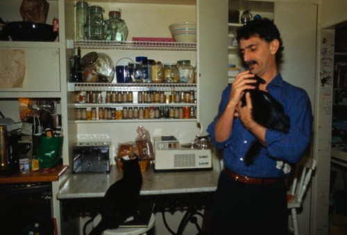 Frank Zappa Holding Cat in Kitchen
April, 1988
(c) Lynn Goldsmith/Corbis