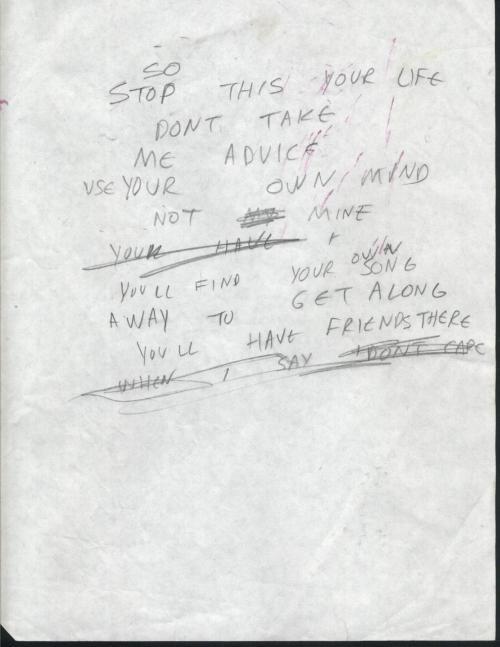 unused lyrics - so stop this is your life don&#8217;t take me