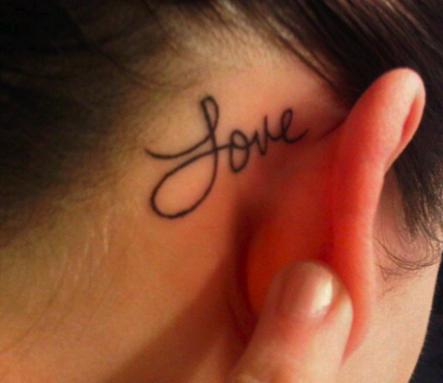 My tattoo Behind my right ear discreet and in my handwriting