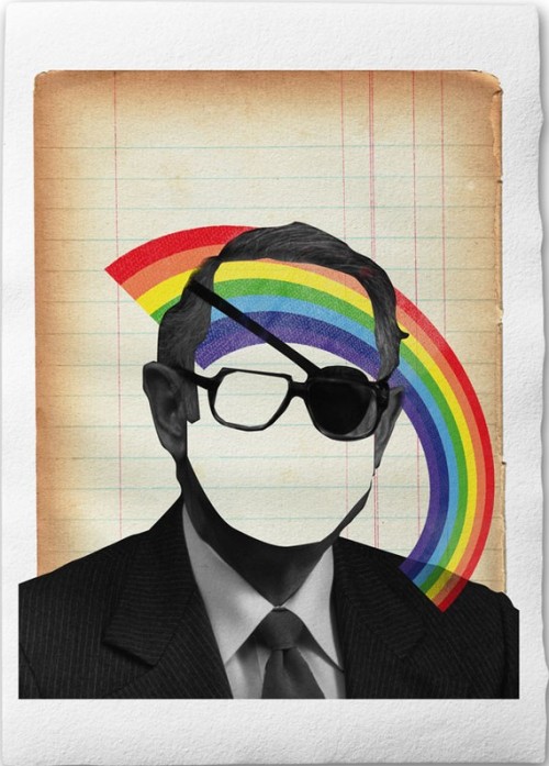 Harmless Man With Rainbow   Collage Illustration by froschkind