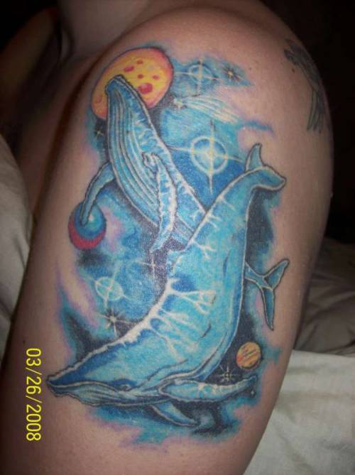 maria shriver and arnold schwarzenegger_9521. space tattoo. blue whales in space tattoo; blue whales in space tattoo