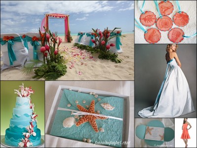  Follower Submission wedding inspiration board ocean teal peach beach 