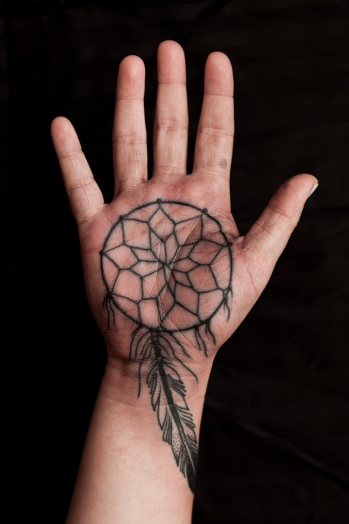 Heart Tattoo On Palm. Dreamcatcher palm #tattoo by