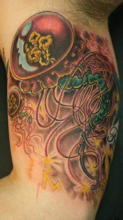 Jellyfish tattoo Done in Norfolk Va By Randy Stout Ocean Mystique Ink 